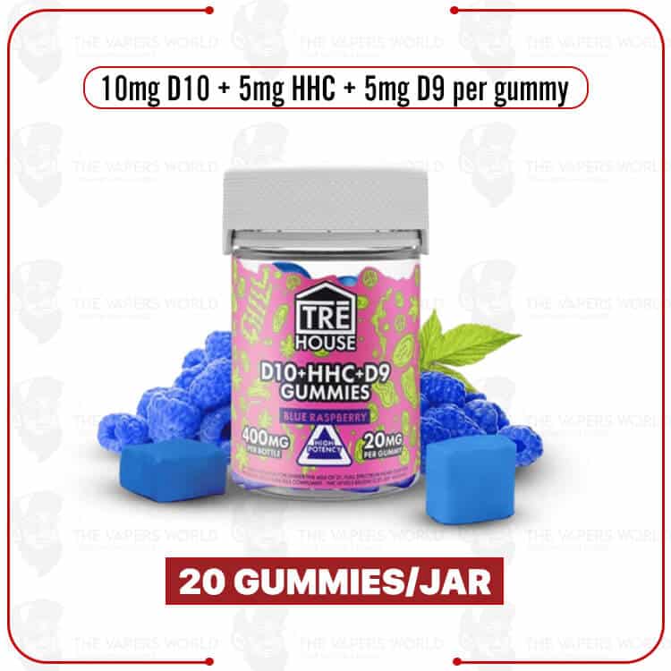TRĒ House D10/HHC/D9 400MG Blue Raspberry Gummies