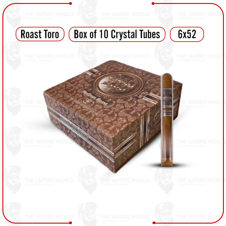 Infused Cigars: Cafeina Medium Roast Toro 6x52 Box of 10 in Crystal Tubes