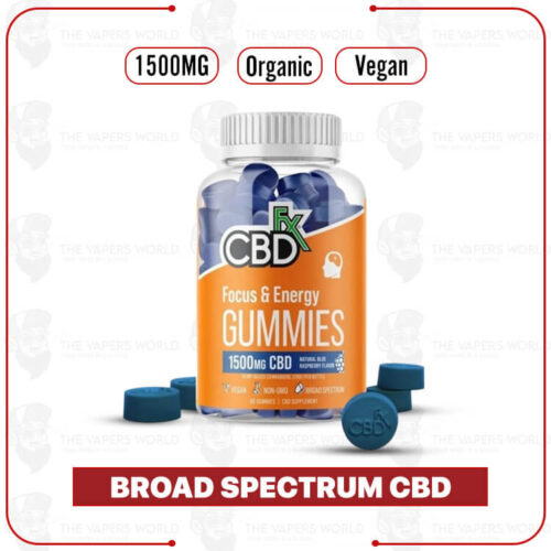 COA 1500MG CBDfx CBD Gummies for Focus & Energy CBDFx CBD Gummies for Energy & Focus keep your mind sharp and attentive. They are CBD, Sharp PS, and caffeine gummies mixed together. CBD relaxes your mind, and other compounds give focus and energy. Gummies are easy to use on a daily basis. They are vegan, organic, gluten-free, and their taste is a natural blue raspberry. How They Work Gummies CBD calms your mind, whereas Sharp PS and caffeine enhance focus and energy. Sharp PS aids memory and clear thinking. Caffeine produces a speed-up of energy. They work together to keep you focused and productive. Why Choose The Vapers World At The Vapers World, we provide premium CBD products. Our CBDFx gummies are clean and are tested in a lab. It's easy to shop with quick delivery, a secure checkout process, and friendly support. Reputable CBD brands you can trust Swift and rapid delivery Friendly and helpful customer service Secure and simplified checkout Lab-tested for purity and quality CBDfx CBD Gummies for Focus & Energy 1500mg are a delicious and easy way to have focus and energy for your everyday life.