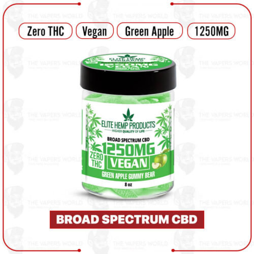 Elite Hemp CBD Vegan Gummies 1250mg Green Apple