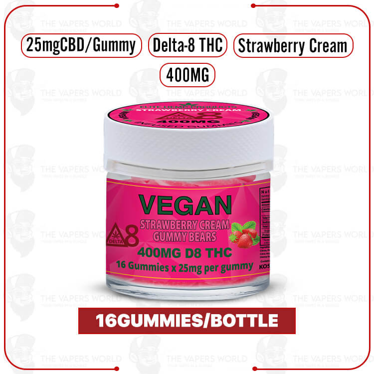 Elite Hemp Delta 8 Vegan Gummies 400mg Strawberry Cream