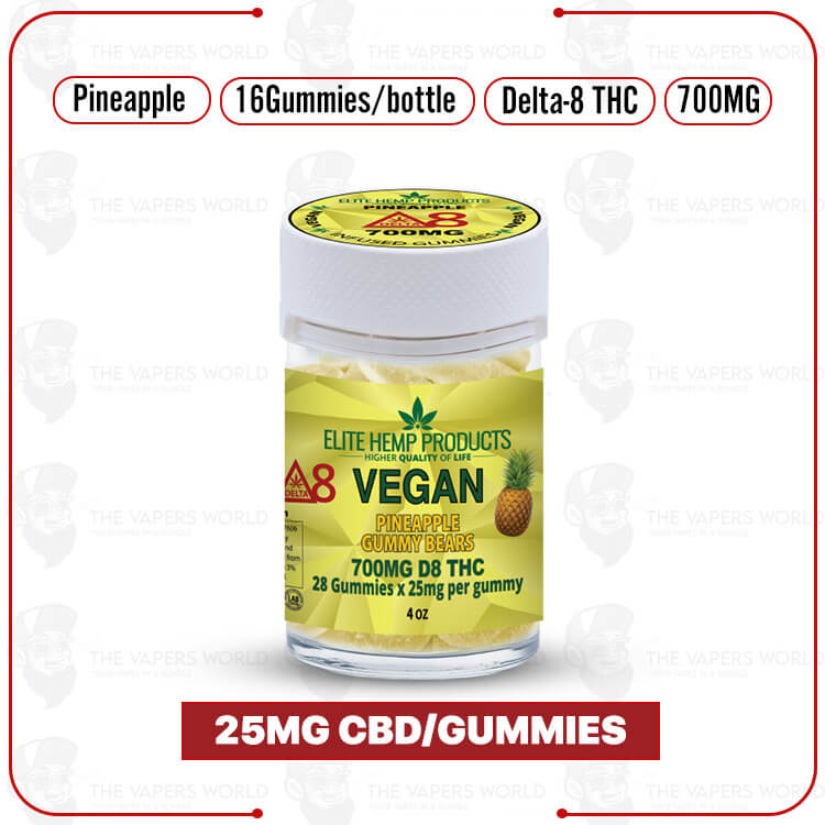 Elite Hemp Delta 8 Vegan Gummies 700mg Pineapple