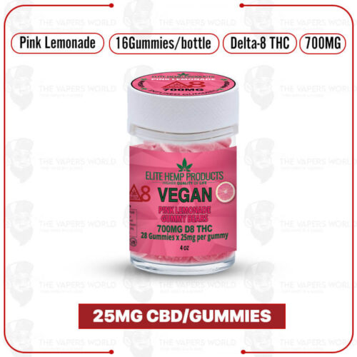 Elite Hemp Delta 8 Vegan Gummies 700mg Pink Lemonade