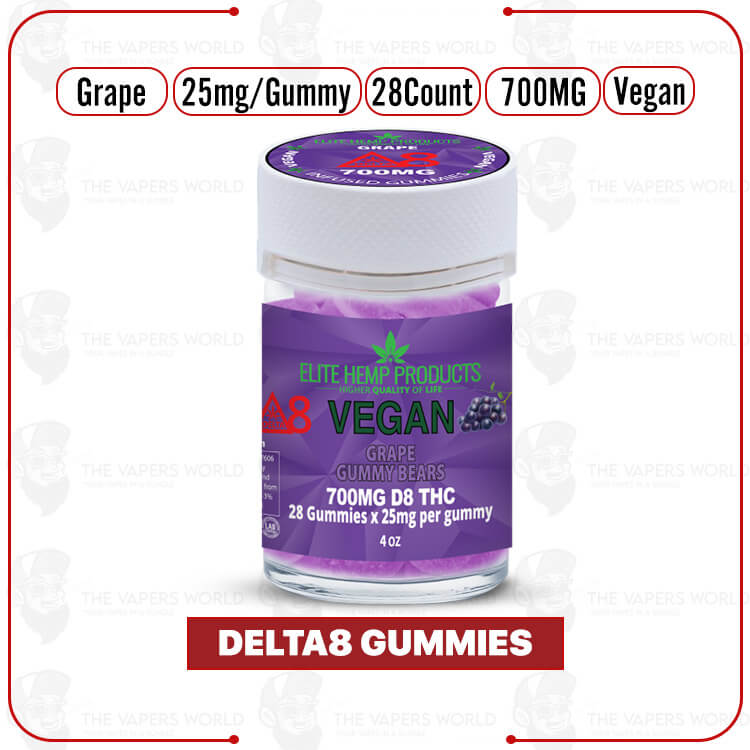 Elite Hemp - Delta 8 Vegan Gummies 700mg Grape
