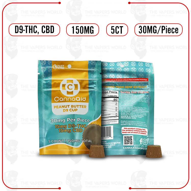 CannaAid D9/THC 150MG Peanut Butter Cup Bag
