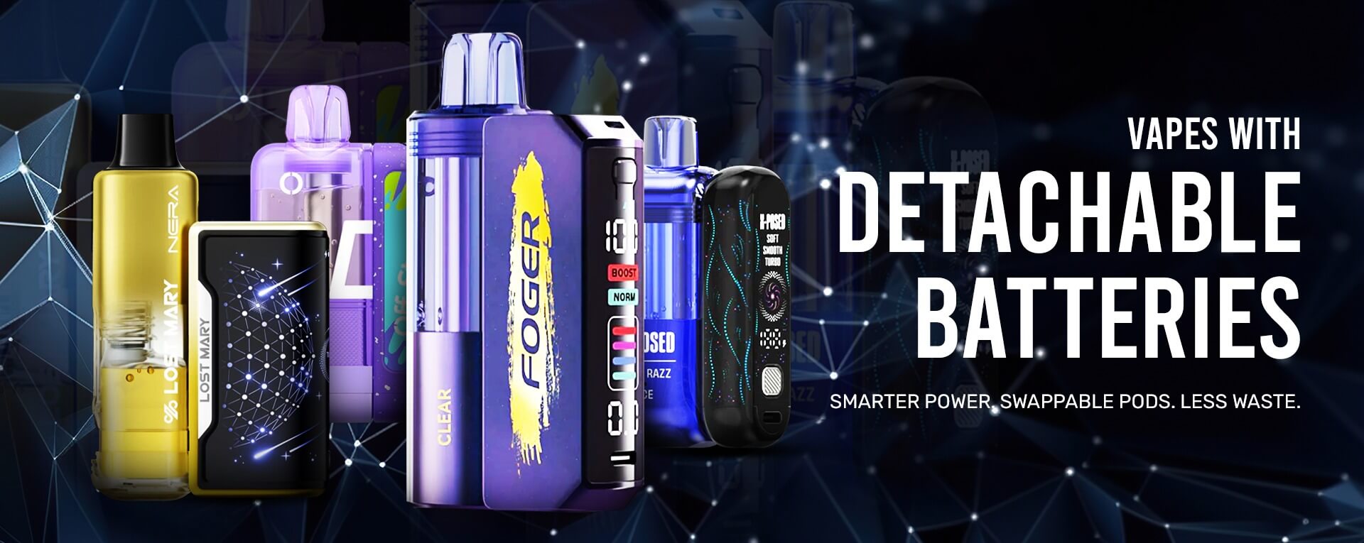 Vape with detachable batteries